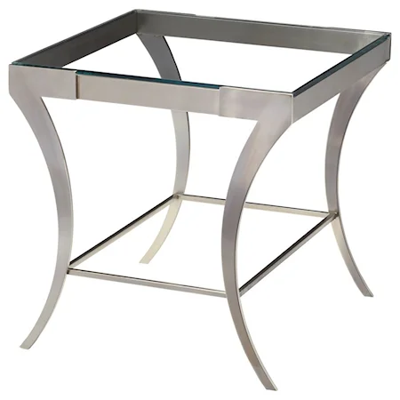 Rectangular End Table with Glass Top